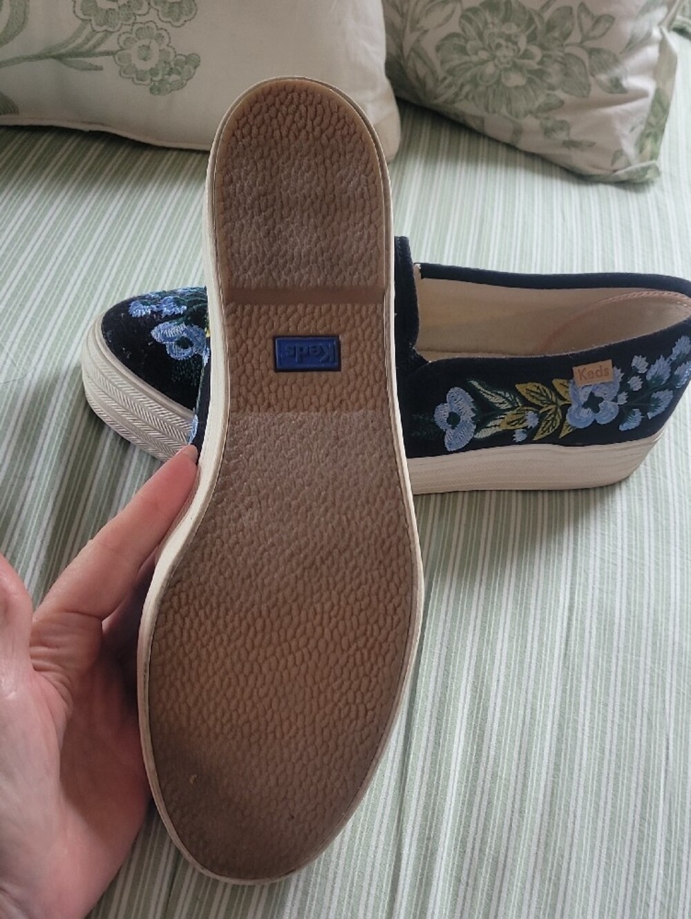Keds Navy Embroidered Floral Slip-On Mules - Picture 4 of 6